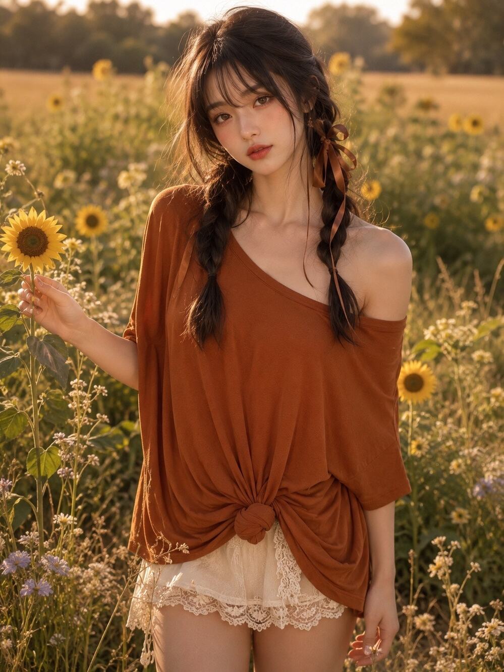 Pumpkin Spice + Spiced Cider Sunsets slouchy oversized drapey tunic tee